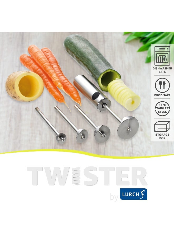 Lurch Germany Twister Stainless Steel Vegetable Drill | Fruit Corer And Veggie Spiralizer Ergonomic Handle With 4 Sizes for Coring and Hollowing out Zucchini, Potatoes, Carrot, Apple - Image 2